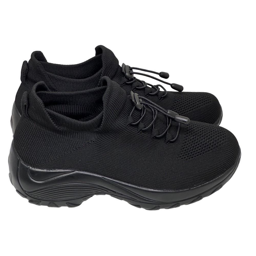 Women's Black Knit Slip-On Sneakers